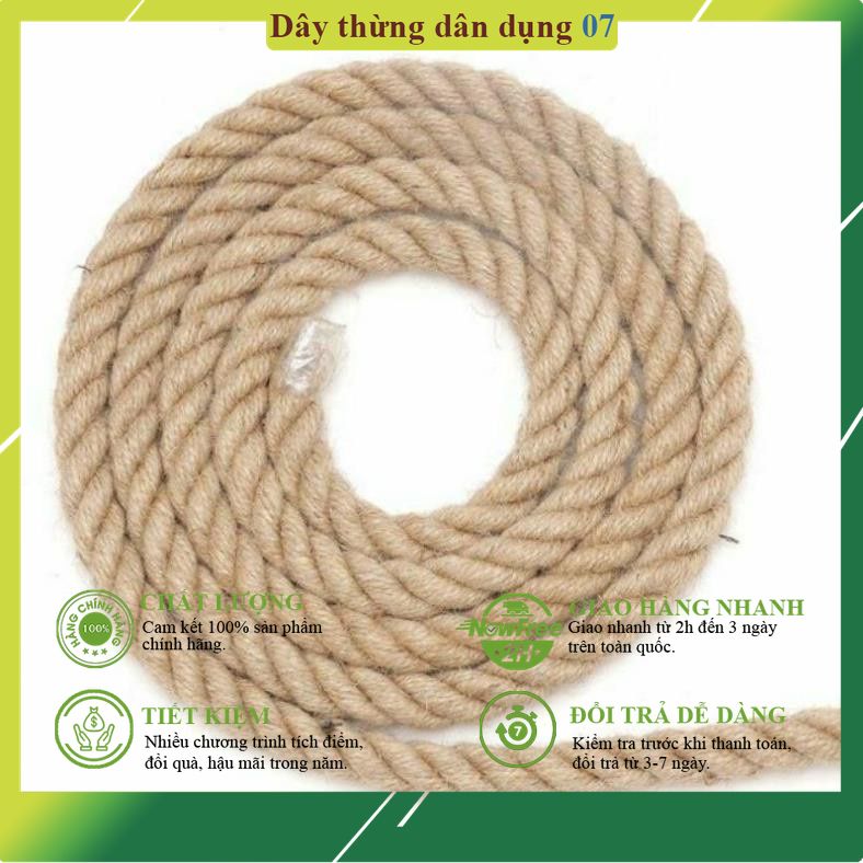 Size 14mm - cuộn 20 mét dây thừng trang trí, dây đay, day cói làm đồ handmade, thủ công, xích đu, thừng kéo co