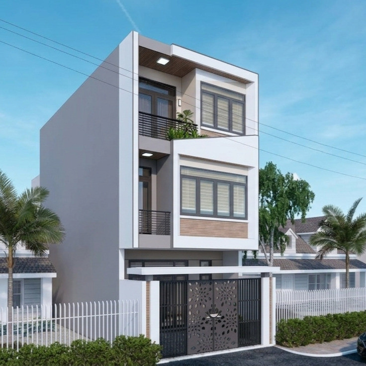 6x12m Bản Vẽ Thiết Kế nhà 3 tầng Hiện Đại Sang Trọng. In Giấy A3, ảnh 3D màu, gồm Kiến Trúc, Kết Cấu, Điện, Nước