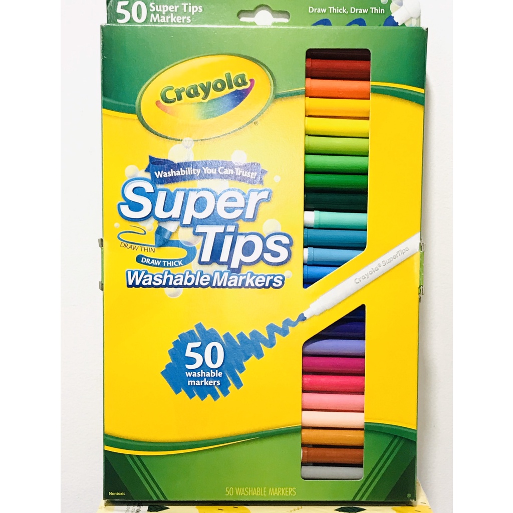 Bộ 50 cây Bút lông Dễ tẩy rửa Crayola Supertips, Nét thanh nét đậm - 585050