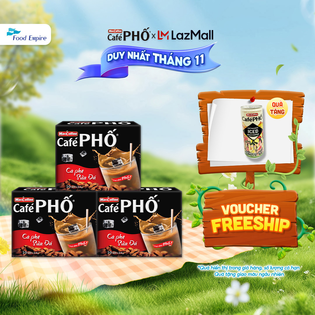 Combo 3 hộp Cà phê phố Sữa Đá - Maccoffee (hộp 10 gói x 24g)