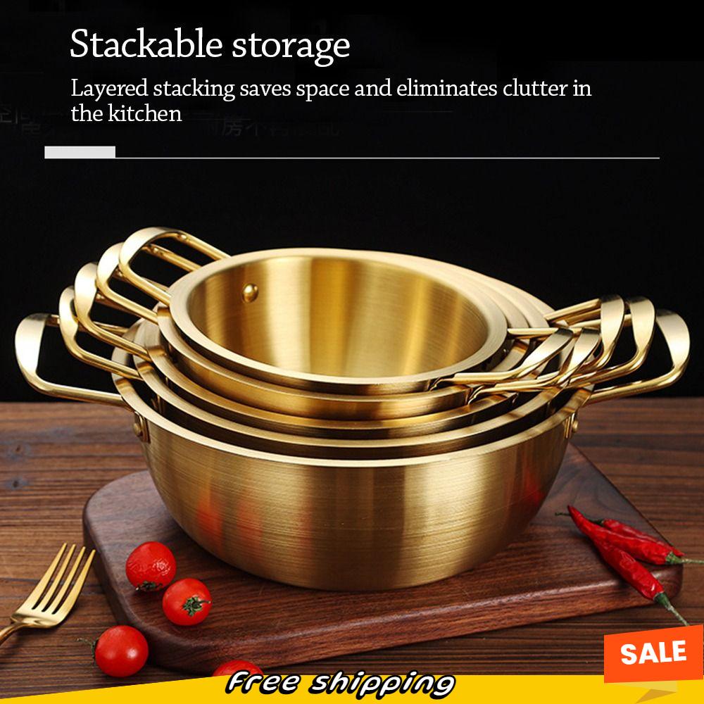 TT GLASSES mini Nồi mì ramen Thép không gỉ có nắp Nồi súp  Đa chức năng Lẩu Dụng cụ nấu ăn cắm trại