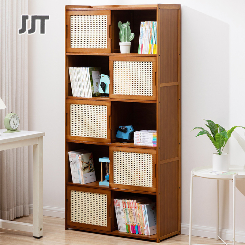 JJT Tủ Sách từ sàn đến trần, kệ nhỏ cho trẻ em trên bàn, phòng ngủ đơn giản, giá lưu trữ kết hợp gỗ đặc, tủ lưới, phòng khách