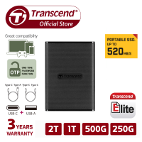 Transcend ESD270C Portable SSD 3D NAND Type-C (250GB/500GB/1TB/2TB)