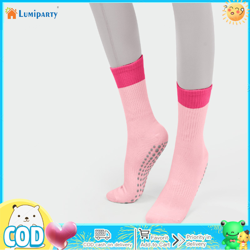 Non Slip Yoga Socks With Grips Hospital Anti Skid Socks Dye Cushioned Crew Socks For Pilates, Ballet, Barre, Barefoot, For Women Winter Autumn ราคา 82 บาท*ส่งฟรี
