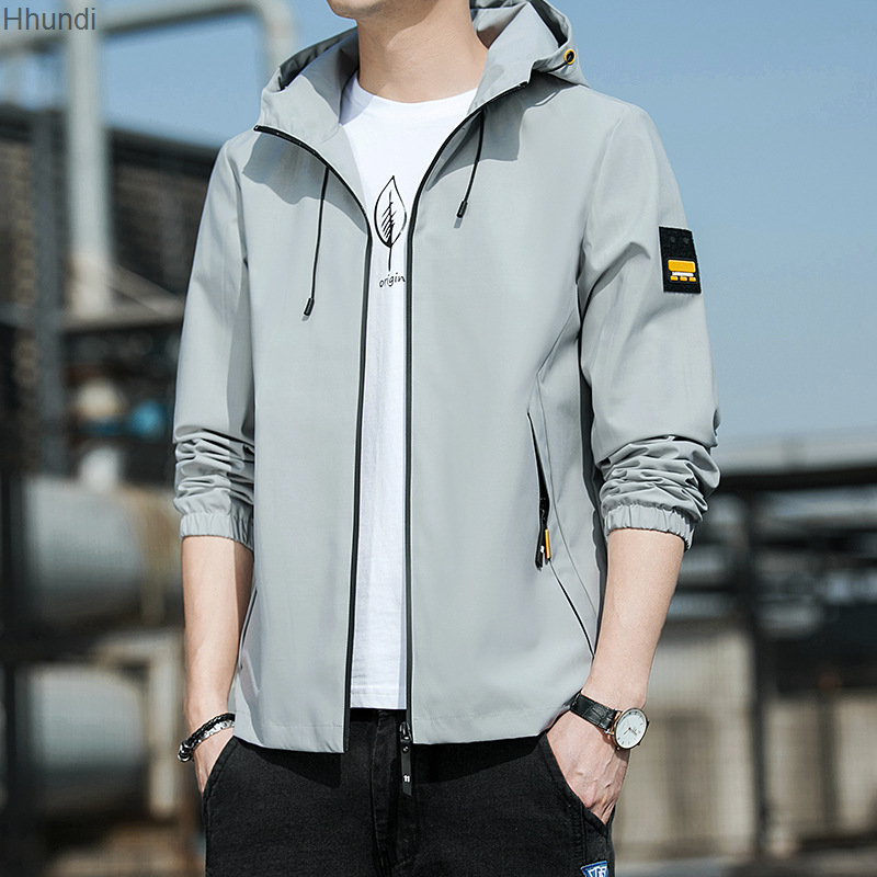 2022 spring jacket men's Hooded Jacket youth fashion thin jacket outdoor sports casual top student Hhundi