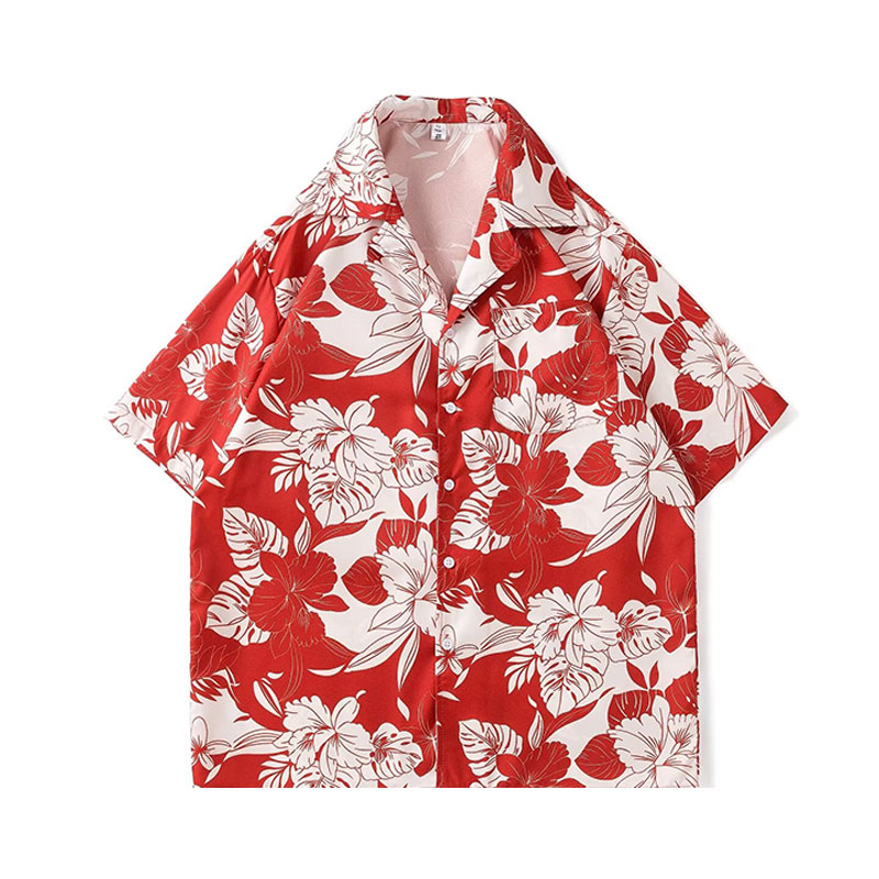 GO THRU Ice silk thin floral shirt Loose casual short sleeve shirt beach vacation Hawaiian short sleeves men's handsome shirt ราคา 148 บาท*ส่งฟรี