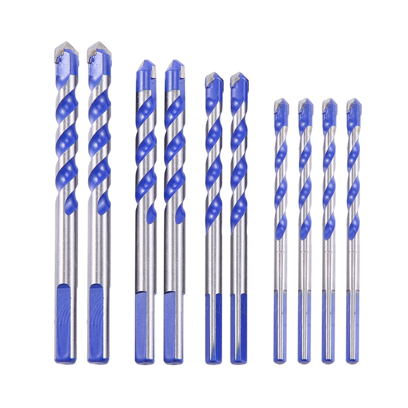(OFNH) 10Pcs Tungsten Carbide Masonry Drill Bit Set for Metal Steel Porcelain Ceramic Tile Concrete Brick Plastic Wood (6 8 10 12mm)