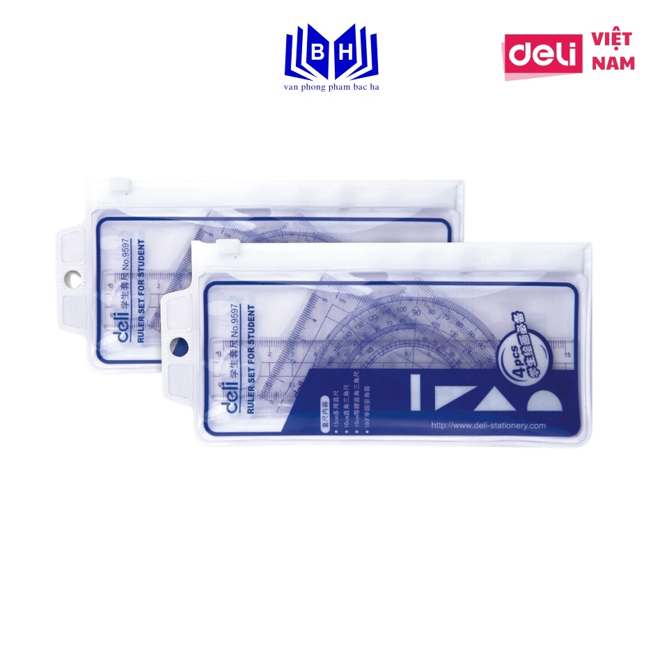 Bộ thước kẻ Compa eke học sinh Deli 9597