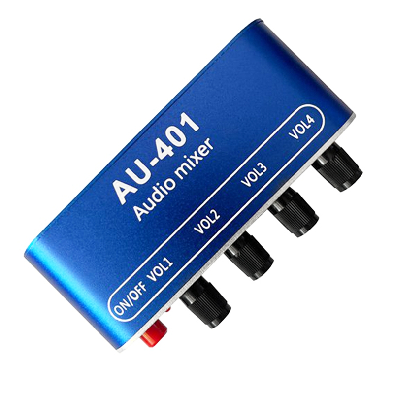 [lorraine]DC 5V-12V AU-401 Stereo Audio Mixer 4 Input 1 Output Individually Controls Board Sound Mixing DIY Headphones Amplifier Easy Install Easy to Use