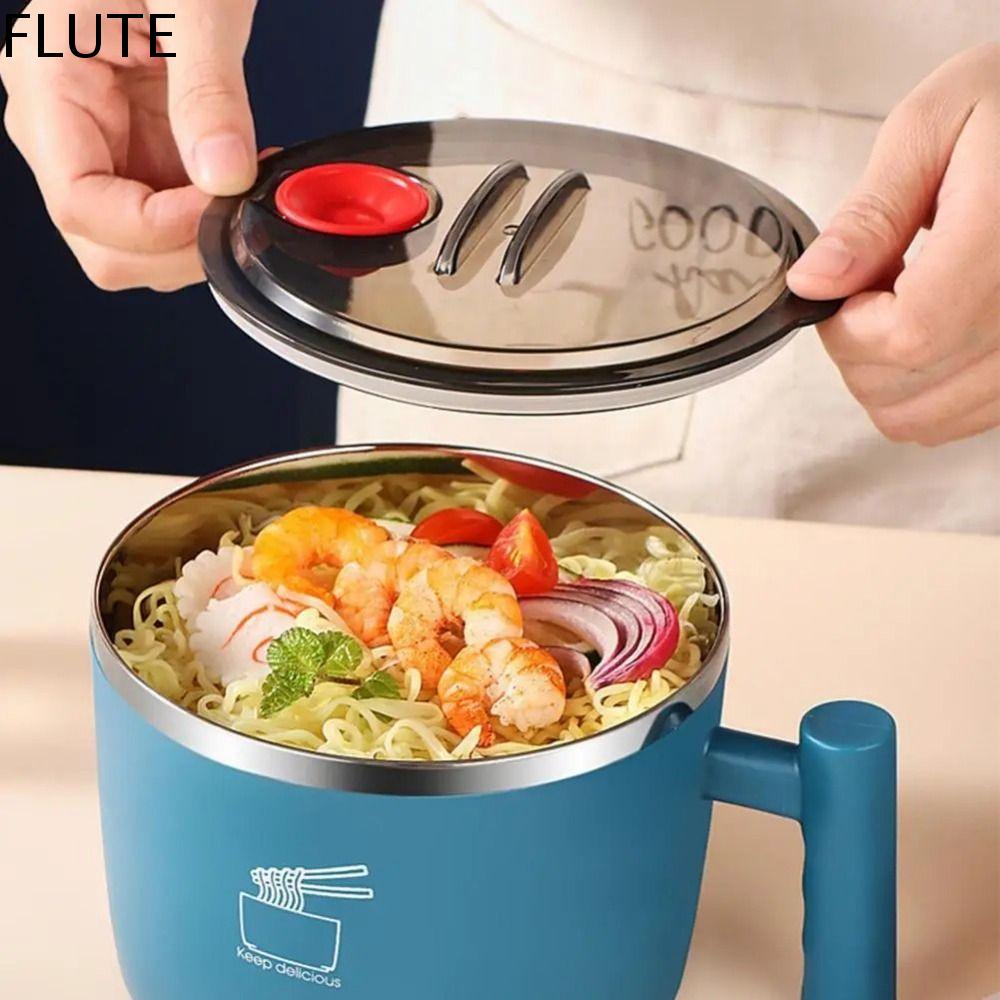 FLUTE 1200ml Bát Ramen Lớn Thép không gỉ Bát mì ăn liền Bát Ramen nhanh An toàn Bát sức chứa lớn Lò vi sóng