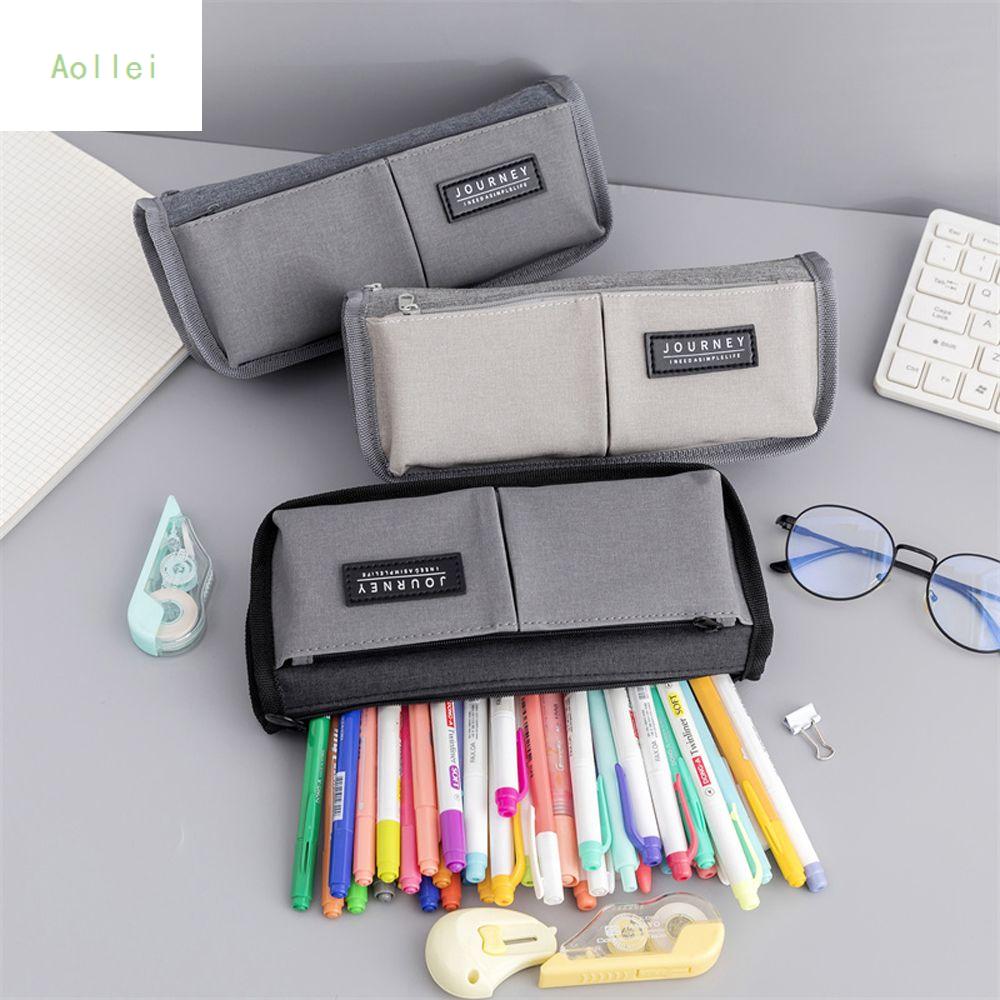 AOLLEI Kawaii Thời trang Đơn giản Đa chức năng Trường Văn Phòng Phẩm Túi Lưu Trữ bút Mở rộng Vải Pencilcase Sinh viên Văn Phòng Phẩm Túi Bút Túi Vải Bút Chì Trường Hợp