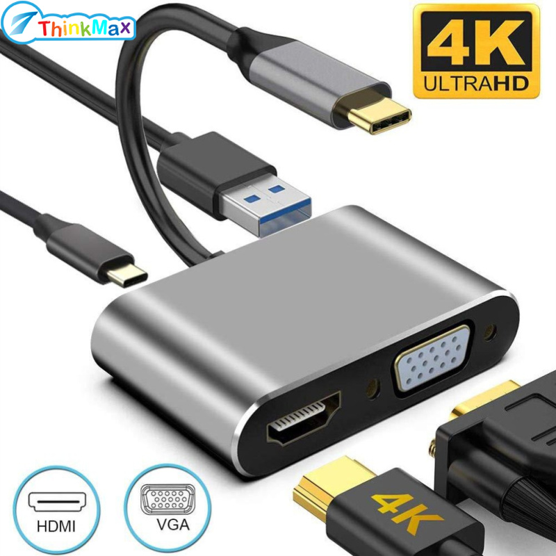 USB C To HD อินเตอร์เฟซมัลติมีเดีย VGA Type C USB 3.0ฮับต่อพ่วง4K 1080P คอนเวอร์เตอร์แบบหลายพอร์ตดิจิทัล USB-C สำหรับจอมอนิเตอร์แล็ปท็อปเดสก์ท็อป ราคา 231 บาท*ส่งฟรี