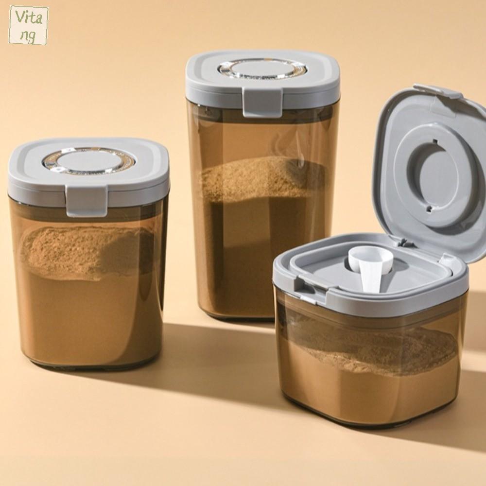 VITANG Lon cà phê Hộp đựng sữa bột với thìa cạo 800ml/1300ml/1800ml. Hộp kín đựng thực phẩm Không chứa BPA Có thể tái sử dụng Hộp kín khí