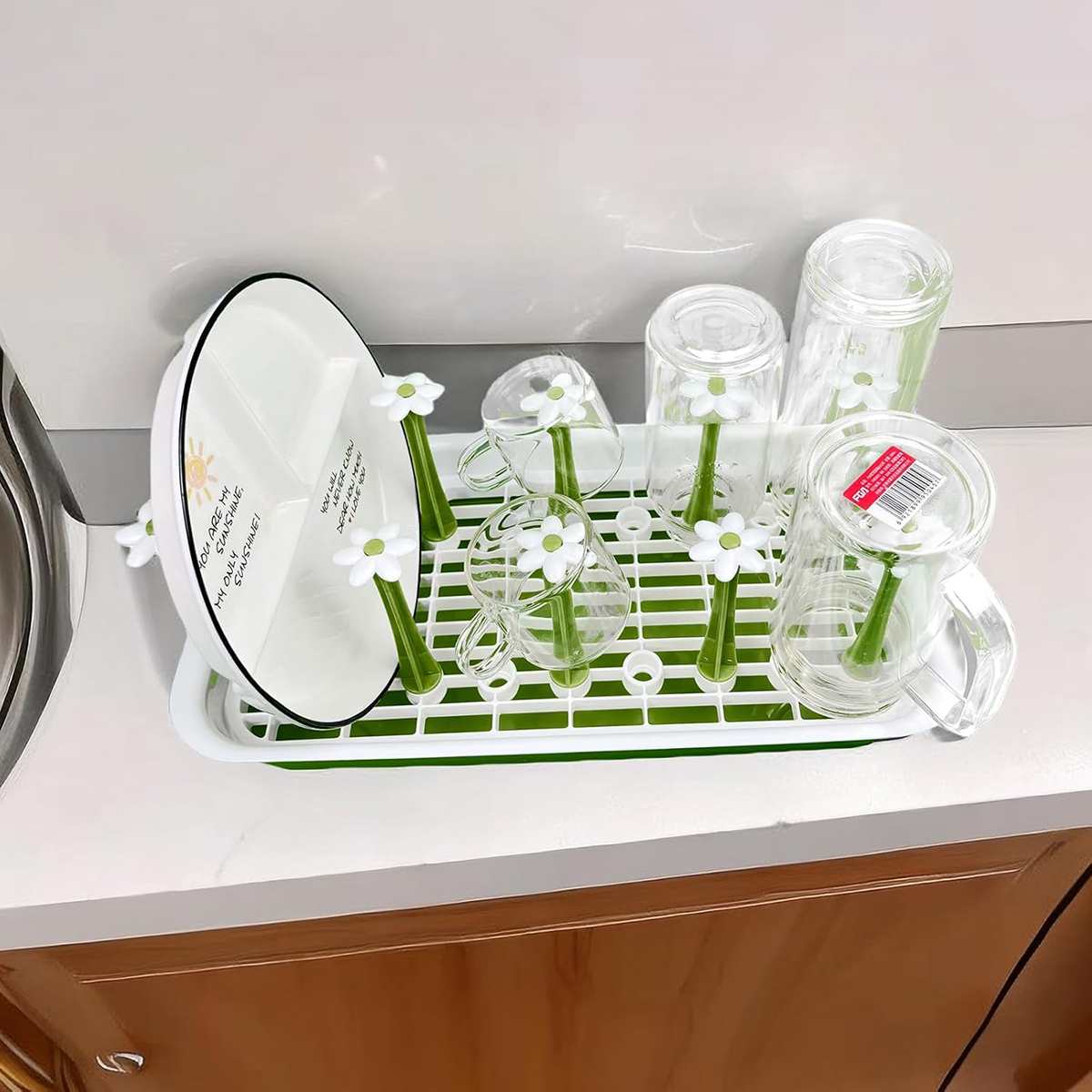 Chai có thể gập lại Giá phơi Countertop Giá phơi cho chai nước cách nhiệt cốc bình sữa bình nước thể thao có thể tháo rời khay xả thiết kế hoa