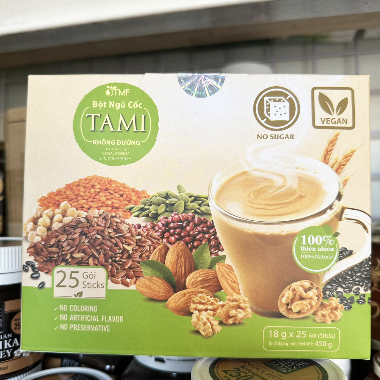 Bột ngũ cốc TAMI không đường hộp 450g 25 gói Công ty Tâm Minh