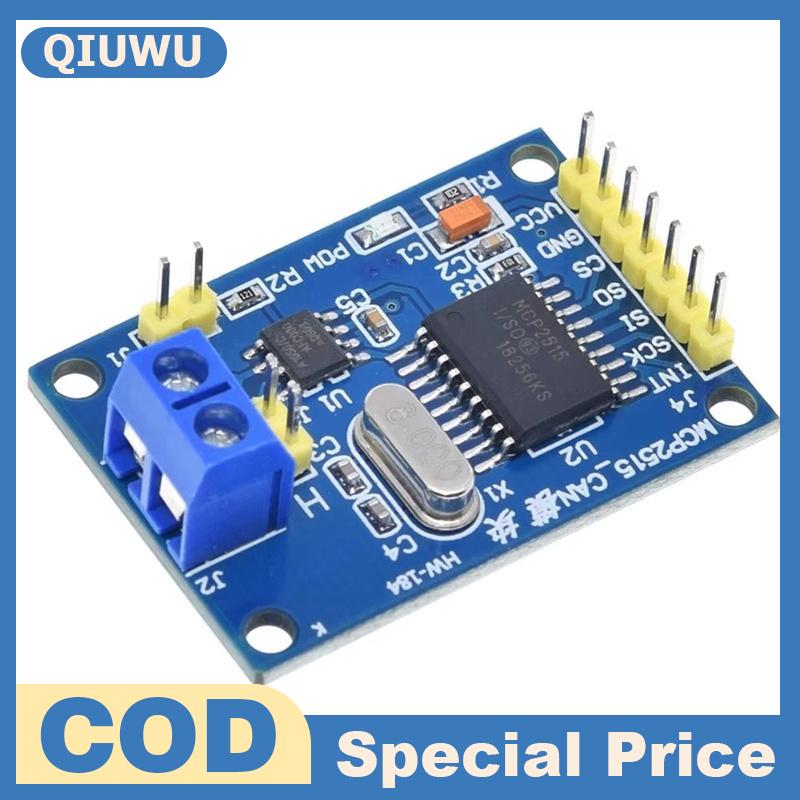 QIUWU โมดูลบัส MCP2515พรีเมี่ยมเครื่องรับ TJA1050 SPI ป้องกันการรบกวนสำหรับ51 MCU เครื่องควบคุมแขนอุปกรณ์อัจฉริยะดีไซน์แบบ DIY ราคา 39 บาท*ส่งฟรี