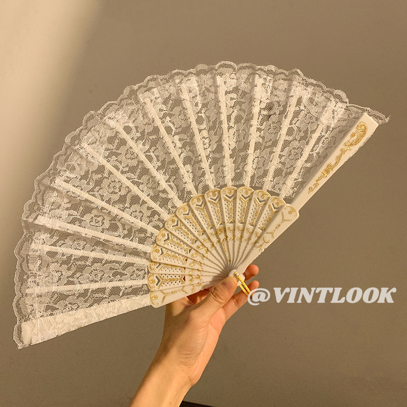 VINTLOOK ใหม่จีนลูกไม้กุหลาบพัดลมพับพัดลมสำหรับเต้นรำพัดลมพับสไตล์โบราณ ราคา 28 บาท*ส่งฟรี