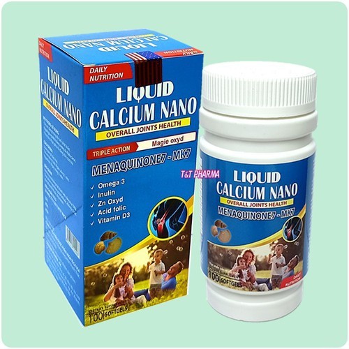 Viên uống Liquid Calcium Nano Mk7 Giúp bổ sung Canxi hộp 100 viên
