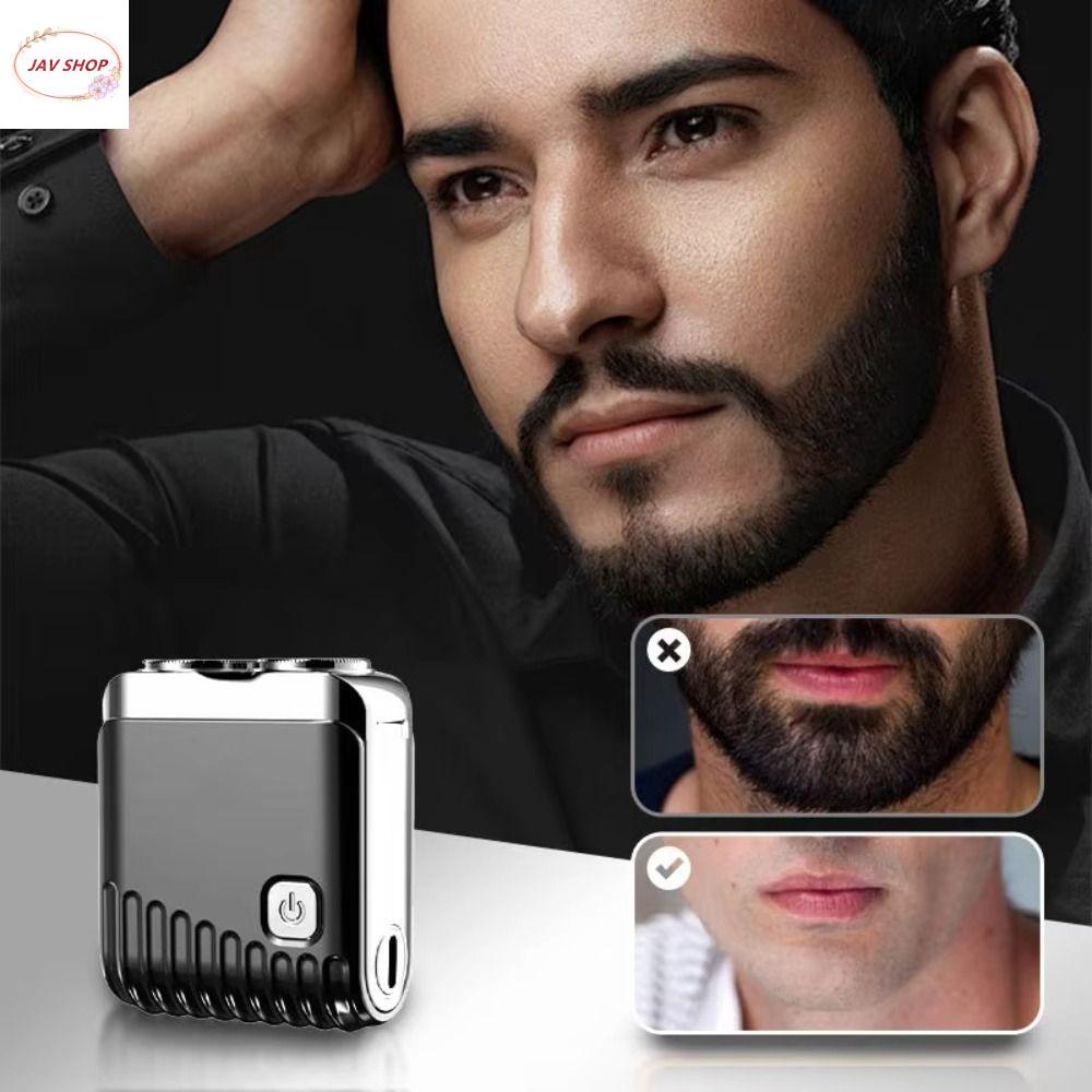JAV5134 Động cơ mạnh mẽ Máy cạo râu điện mini Màn hình LCD Đầu đôi Dao cạo xoay bỏ túi Di động Sạc lại bằng Type-C Máy tỉa râu cho nam Sử dụng khi đi du lịch