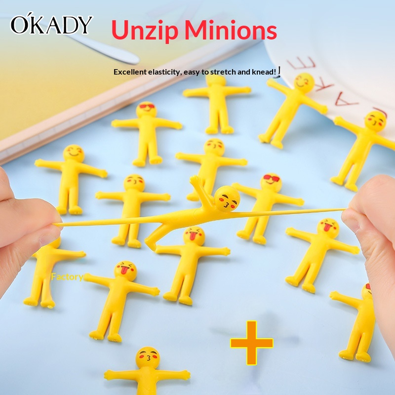 OKADY Stretchy Yellow Man Stress Relief Toy - Fun Squishy Antistress Figure for Emotional Release and Mind Relaxation ราคา 15 บาท*ส่งฟรี