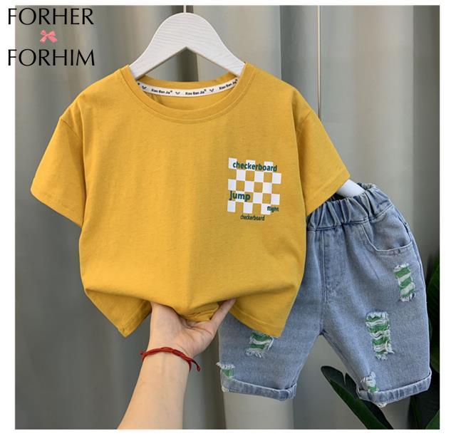 FORHERFORHIM Boy's Summer Suit Boy Treasure Ocean Air Network Red Clothing Fashion Children's Summer Cool Handsome Short-sleeved Children's Wear F449 ราคา 488 บาท*ส่งฟรี
