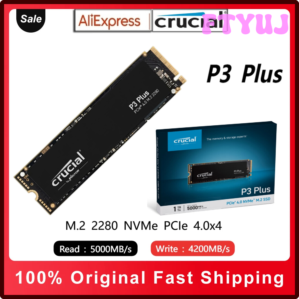 Crucial P3 Plus 500GB PCIe Gen4 NVMe M.2 Interne SSD, Tot 4.700 MB/s, Compatibel met Laptop en Desktop, Solid State Drive - CT500P3PSSD8