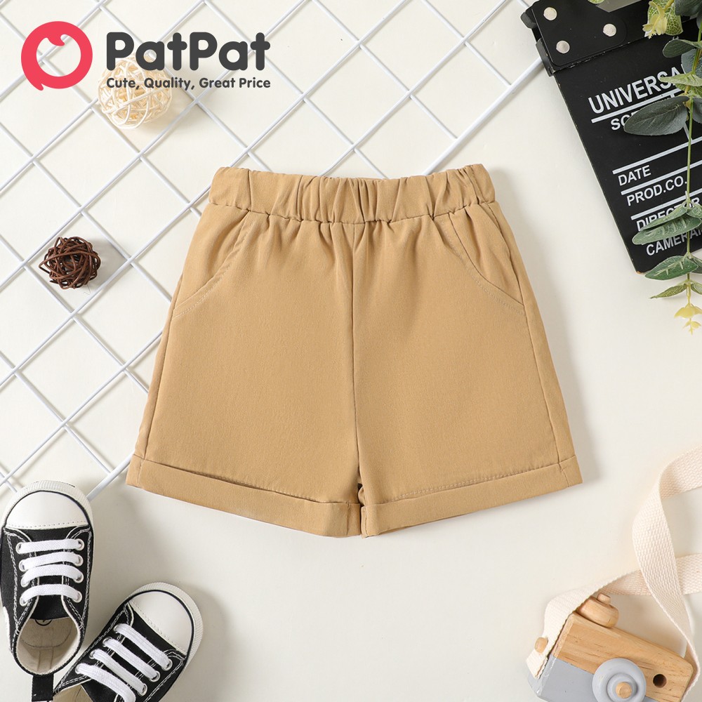 PatPat Baby Boy Solid Elasticized Waist Shorts