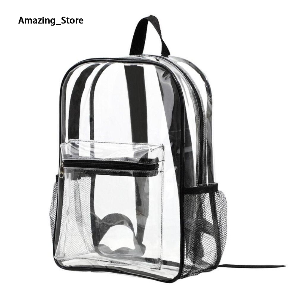 Amazing_Store DALEE transparent backpack, large capacity visible transparent backpack, ordinary waterproof soft handle outdoor PVC plastic backpack ราคา 107 บาท*ส่งฟรี