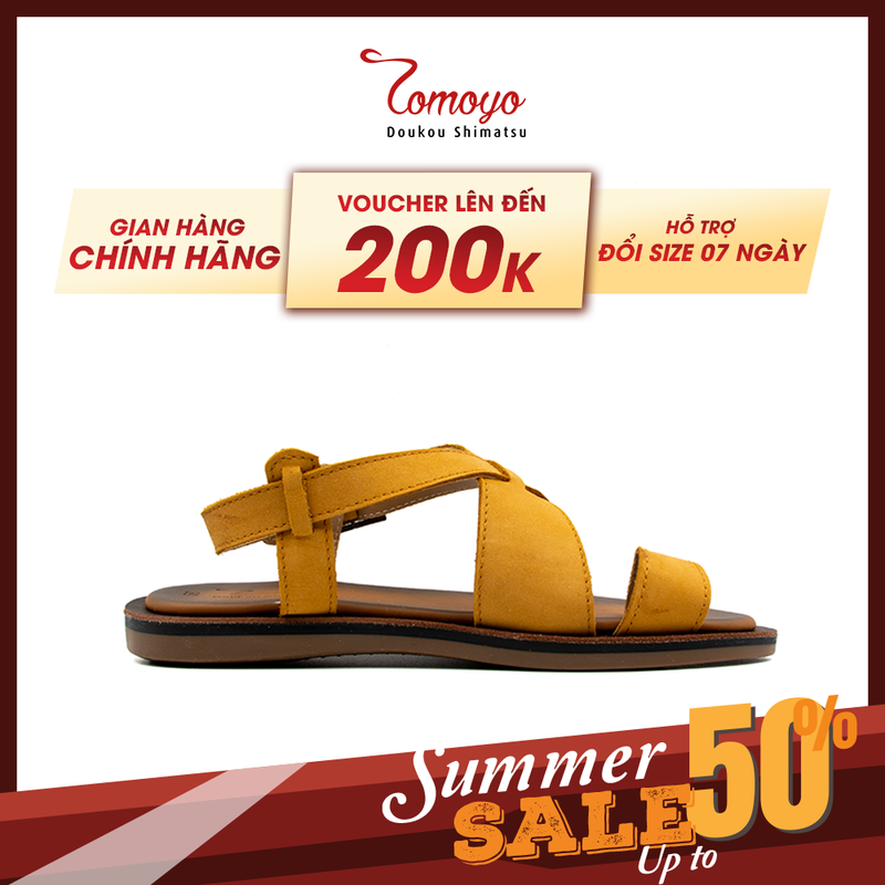 Dép sandal nam da bò cao cấp tomoyo tms10203
