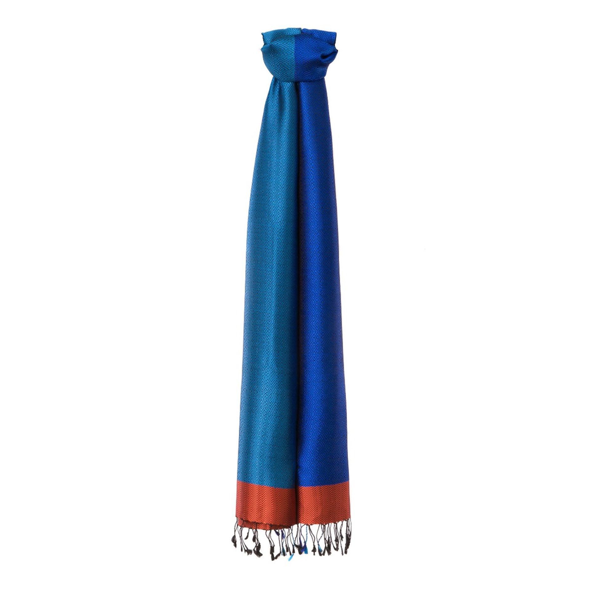 Sabainang Handwoven Silk Scarf - Dark blue/Blue ราคา 3,650 บาท*ส่งฟรี
