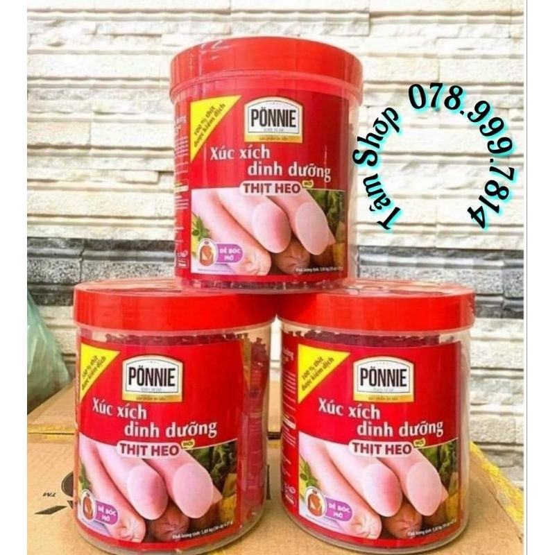 HỘP 50 CÂY XÚC XÍCH DINH DƯỠNG THỊT HEO PONNIE (KHỐI LƯỢNG TỊNH 950g)