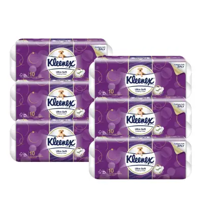 Kleenex Ultra Soft Cottony Clean Toilet Paper/Tissue 10x200sheets x 6 (1 Carton)