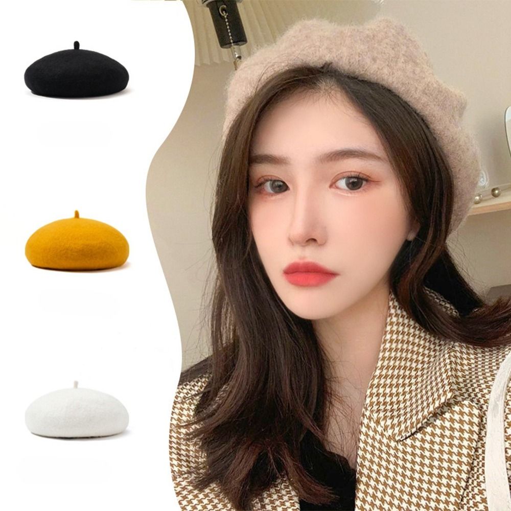 Nón noel mũ nồi beret hàn quốc mũ beret nữ mũ beret nữ phối đồ mũ mùa đông nữ nón lông UREAN Ngọt ngào Cô Gái Nắp ấm Tất cả các trận đấu Phong Cách người anh Họa Sĩ Hat Hàn Quốc Phong Cách Hat Phụ nữ Cap Mũ Nồi len Mũ len