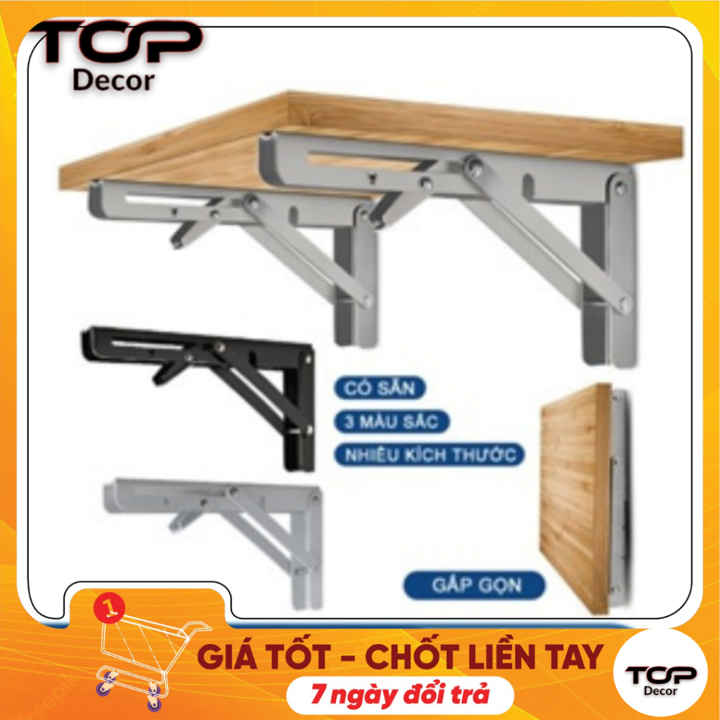 (SỈ-LẺ)(1 Cặp INOX)Tặng kèm ốc ,vít BẢN LỀ MỞ RỘNG thông minh gấp gọn  treo tường, chữ K, Bàn làm việc gắn tường