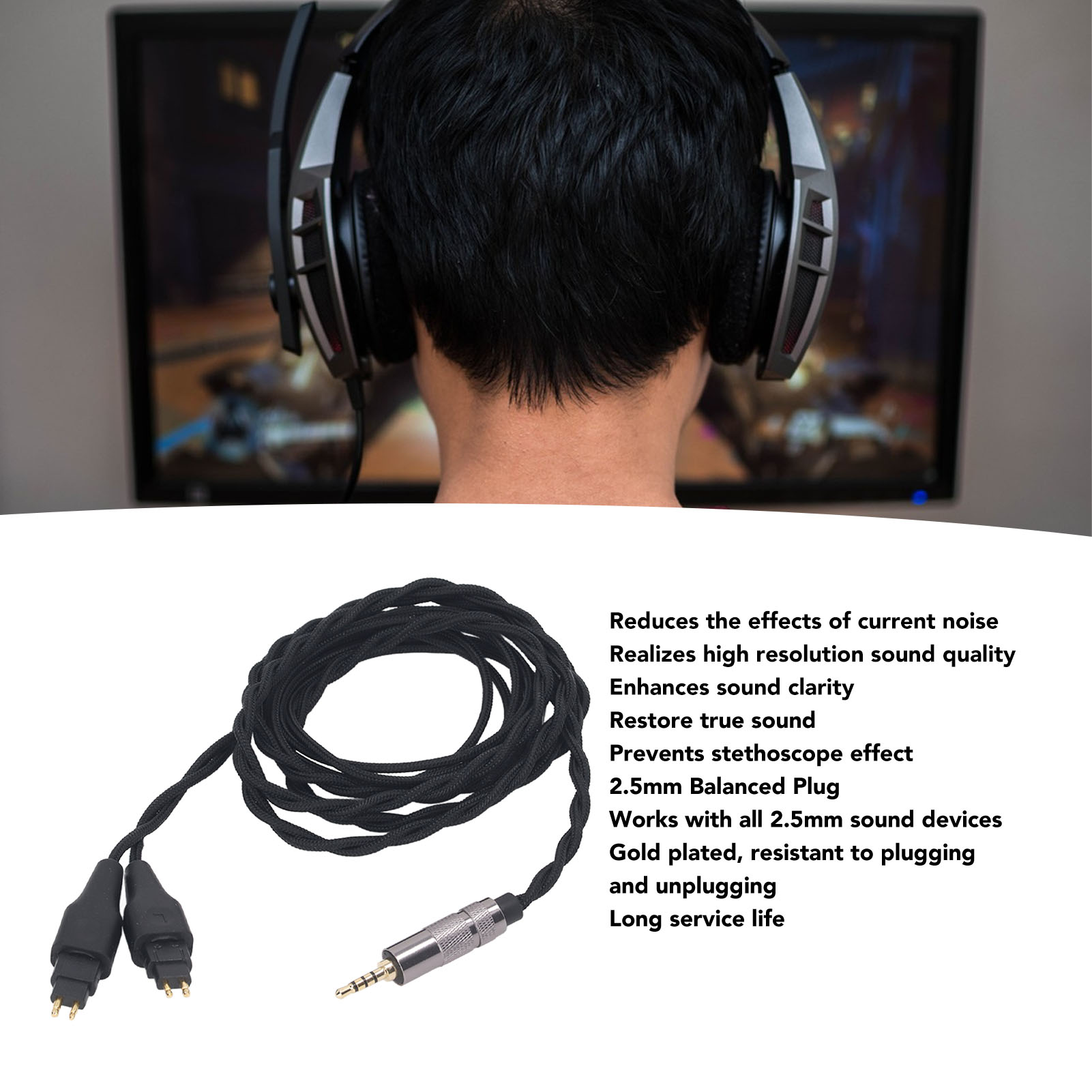 Thay thế cho tai nghe Dây 3.9ft Mềm đồng mạ bạc Tai Nghe Nâng Cấp Dây Phổ 2.5Mm Cân Bằng Cắm Lossless Cho HD660 Cho HD600