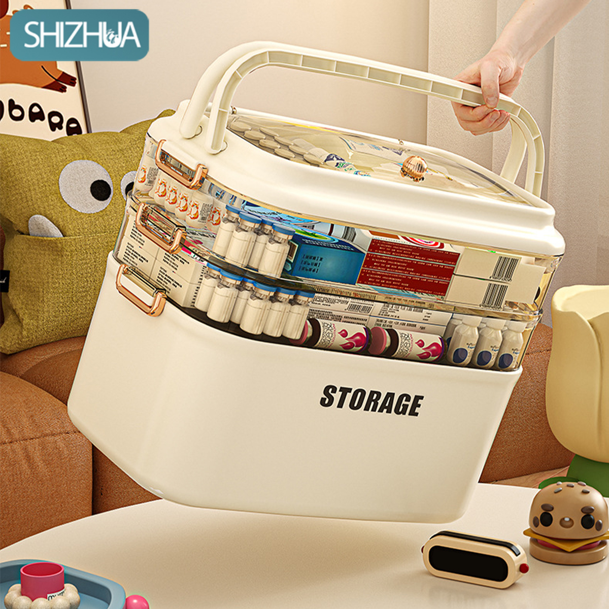 กล่องยาหลายชั้น กล่องยาแบบใส กล่องยาแบบพกพา กล่องเก็บของในบ้าน ขนาดใหญ่ จุของได้เยอะ ความจุขนาดใหญ่ 3 ชั้น กันฝุ่นและกันความชื้น ราคา 183 บาท*ส่งฟรี