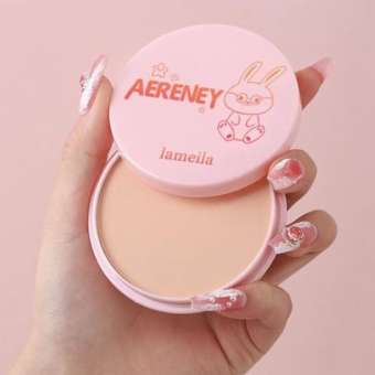 COD 2024 Honghush Lameila 24H Long Lasting Oil Control Powder Compact Sweatproof Pressed Powder Cover Pores Powder Compact