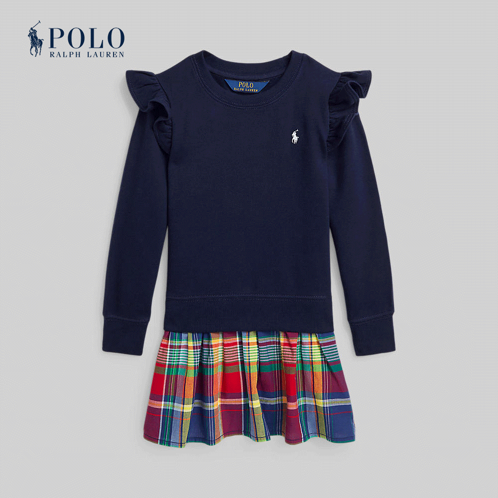 Polo Ralph Lauren Kids Girls Dress-Madras-Skirt Fleece Dress CWPODRSR3D20776 410 Navy-410 ราคา 8,500 บาท*ส่งฟรี
