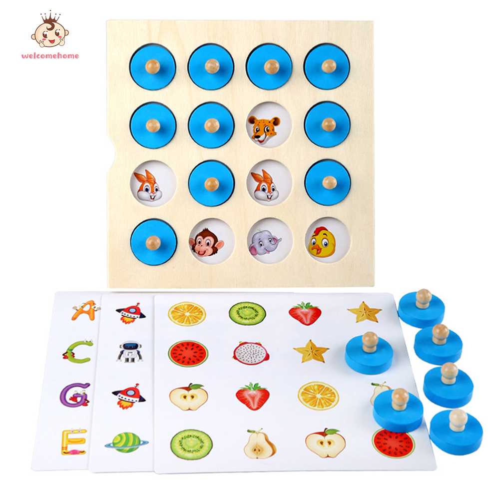 3D Wooden Memory Chess Puzzle Game Montessori Toy Memory Training Family