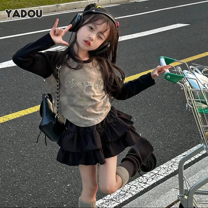 YADOU Girls' base embroidered base cute casual long sleeves soft and comfortable - ยี่ห้อ YADOU ราคา 170 บาท*ส่งฟรี