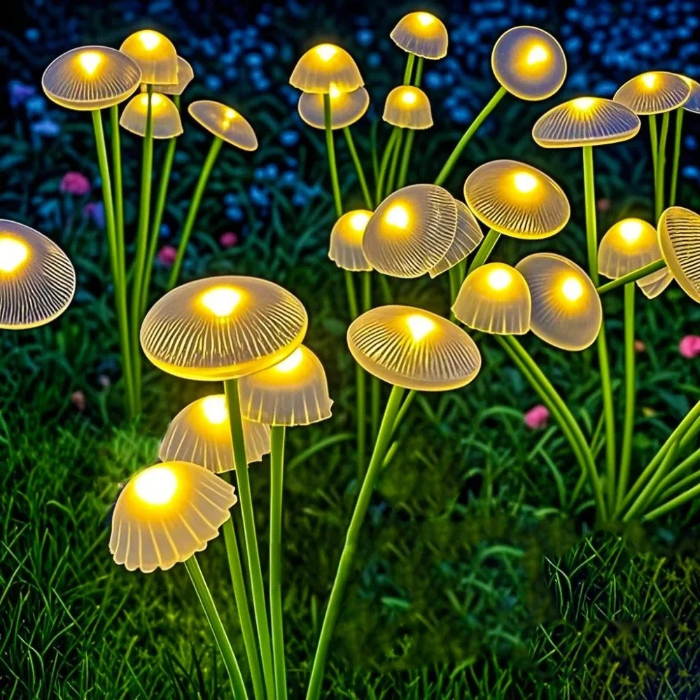 B.LIVEM 【40%OFF】พลังงานแสงอาทิตย์ 10LEDS แมงกะพรุนไฟเห็ดไฟพลังงานแสงอาทิตย์ ไฟบรรยากาศไฟตกแต่งสวนไฟสนามหญ้า