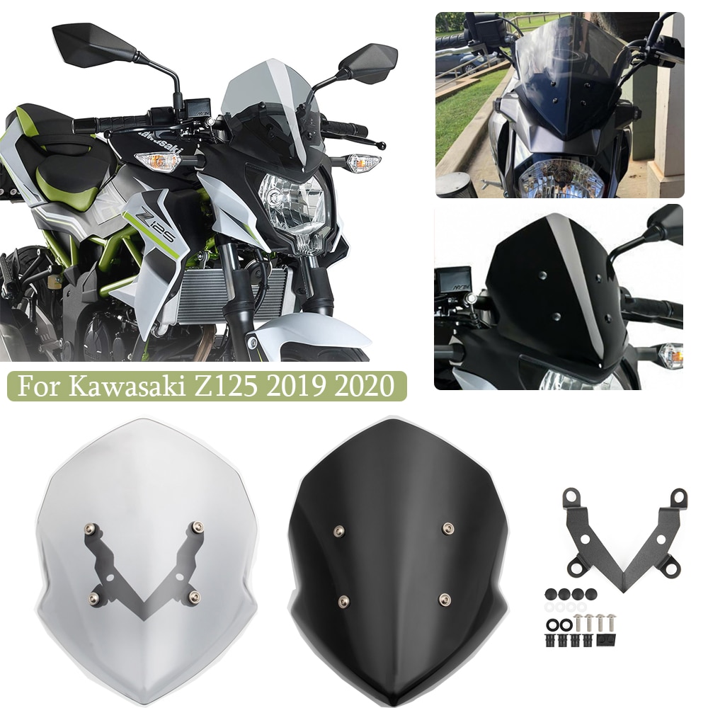 Cho Kawasaki z125 2019-2022 2021 thể thao Touring kính chắn gió kính chắn gió lá chắn màn hình Visor parabrisa với khung Phụ tùng xe máy
