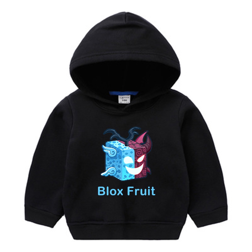 QR Spirit Fruit blox Fruit trẻ em áo hoodie trẻ em đơn giản áo khoác bé trai và bé gái hoạt hình giản dị hàng đầu