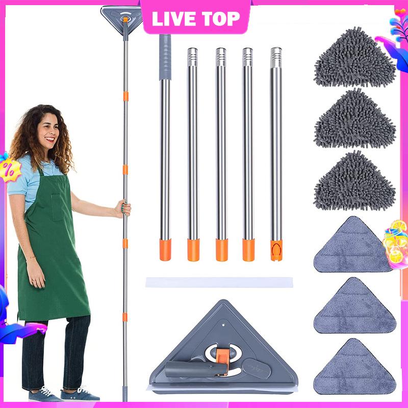 Tường lau với tay cầm dài 360 ° xoay tường cây lau nhà có thể điều chỉnh khô và ướt lau bụi sạch tường lau tường tường lau cho lau sàn 360 ° xoay tường lau