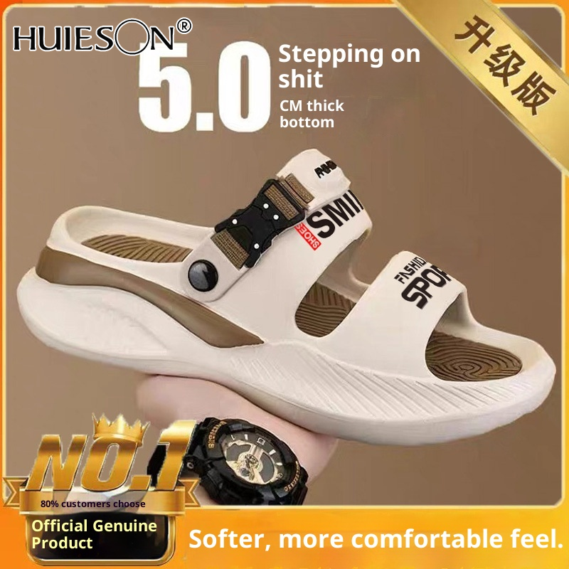 Người đàn ông của ngoài trời mùa hè slide với 5.0cm đế dày, chống trượt Xăng đan thể thao thoải mái cho lái xe và bãi biển