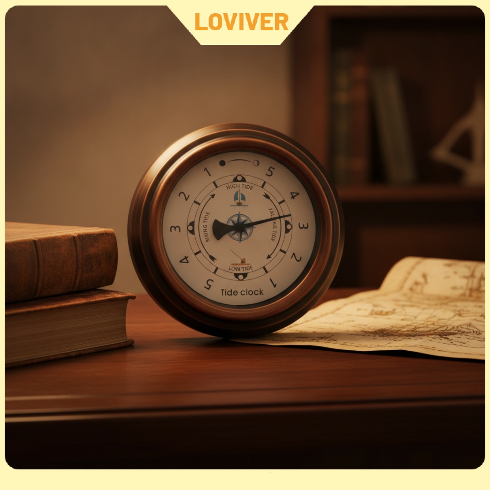 LOVIVER Vintage Ocean Clock Nautical Ocean Clock with Metal Shell Nautical Analog for Surfers, Sailors, Beachgoers, Beach House, Boat ราคา 2,569 บาท*ส่งฟรี
