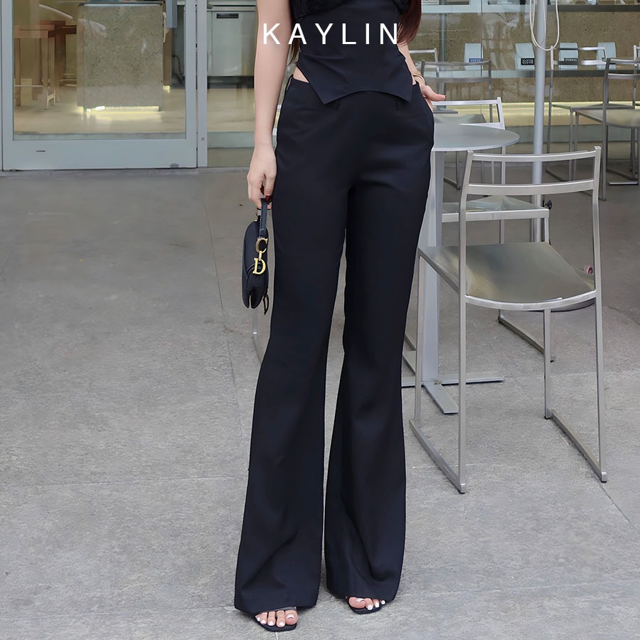 Quần dài nữ ống loe chất kaki dầy dặn thoáng mát phong cách KAYLIN - N2160