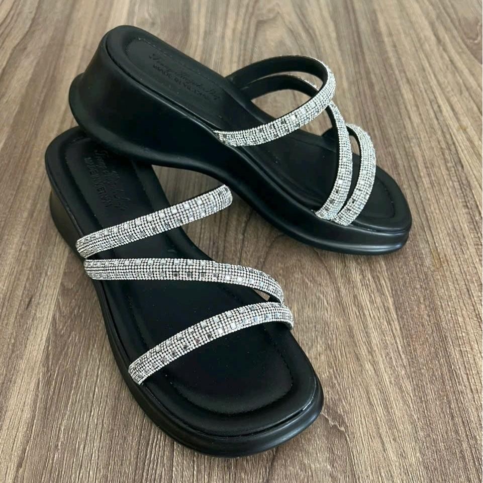 Dép nữ cao gót - đế cao 4F -( MS 20 ) - quai dây xoàn DéP Shoes GiàY Shoes GiàY Nhung Cao Su - 3