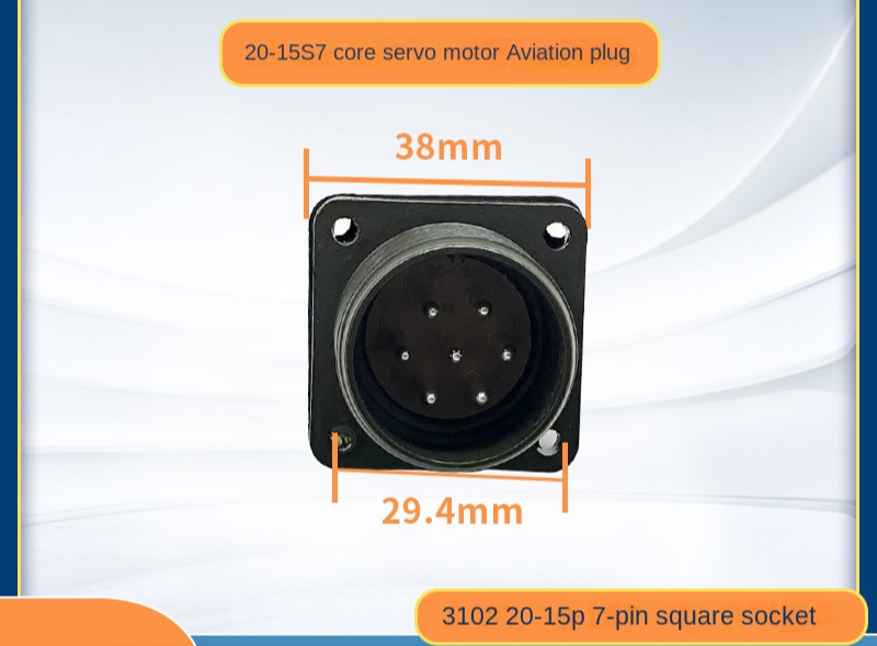 MS3102/3106/3108 20-15S - Đầu Nối 7 Chân Cho Servo Motor Yaskawa, Mitsubishi, Tiêu Chuẩn Quân Đội Mỹ, Kiểu Amphenol - Đế vuông