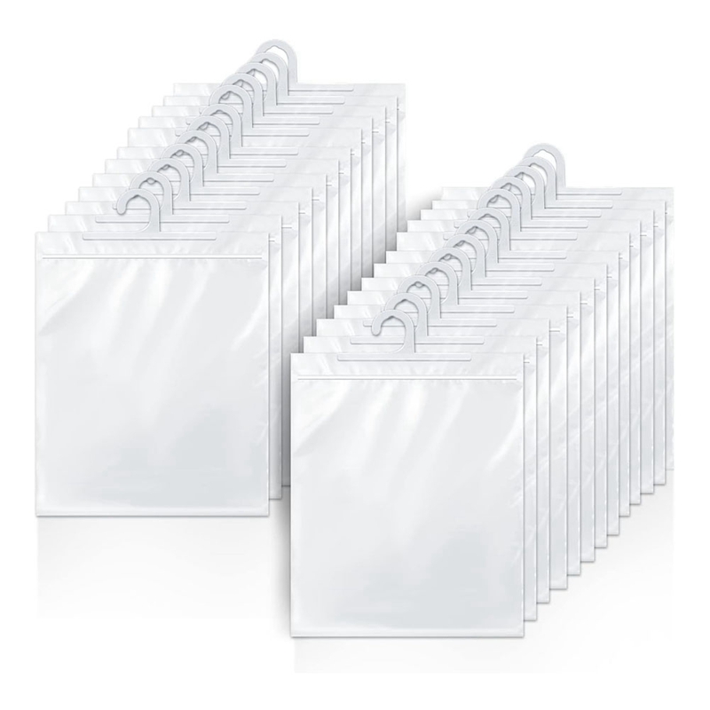 [Waanon]Large Hook 10 X 12.5-Inch Clear Plastic Hanging Storage Bags 24-Pack Ideal for Classroom, Library and Pharmacy Use